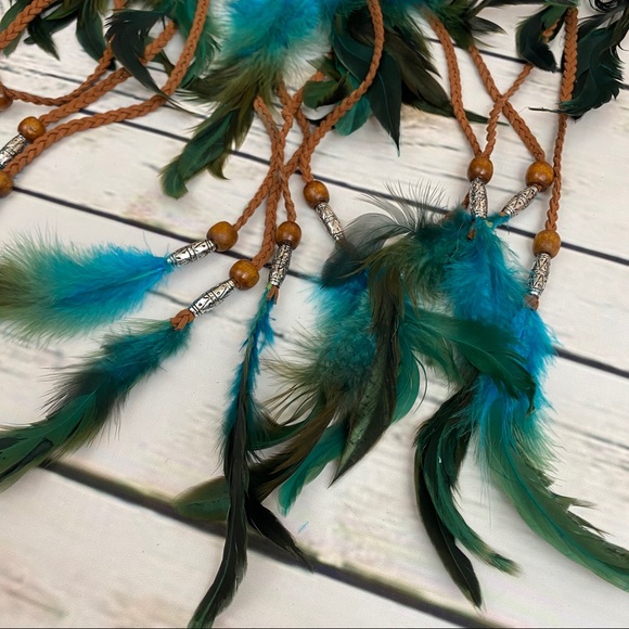 Bohemian Long Blue Feather Headdress Headband - Picture 10 of 14